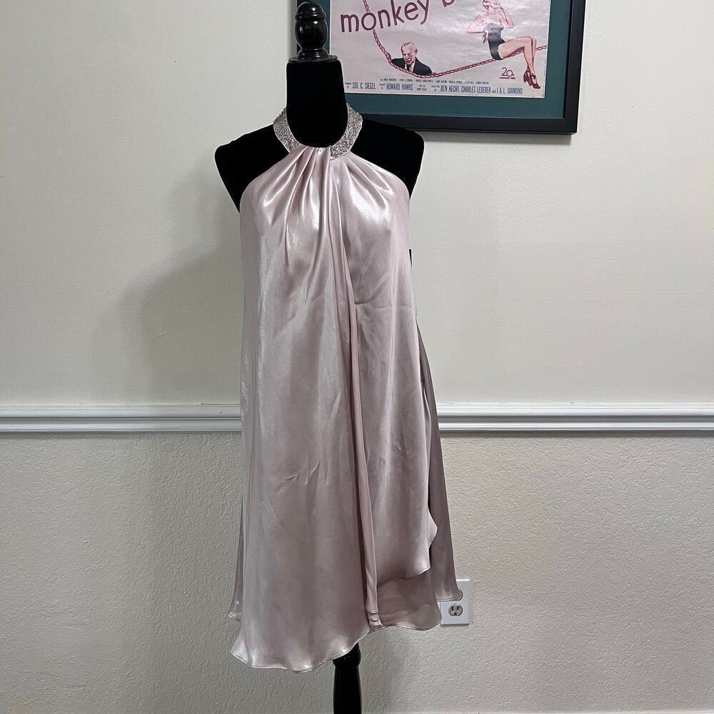Alfred Angelo Women's Champagne Colored Open Back Cocktail Dress Size 8. NEW
